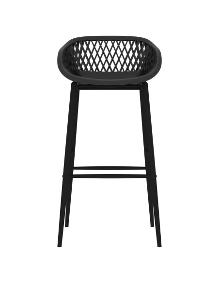 Ensemble Table mange debout Scandinave avec 6 tabourets - Blanc et noir - Bois et métal 