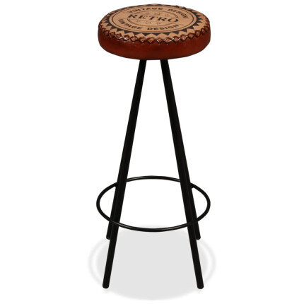 Tabourets de bar Industriel / Rétro - Vintage en lot de 2 en cuir véritable Brun  {attributes}
