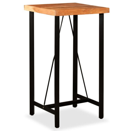 Ensemble Table mange debout Industriel avec 2 tabourets - Marron et noir - Cuir naturel et acier 