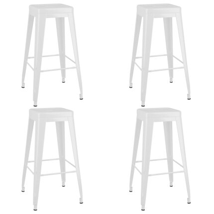 Ensemble Table mange debout Scandinave avec 4 tabourets - Noir et blanc - Bois et métal 