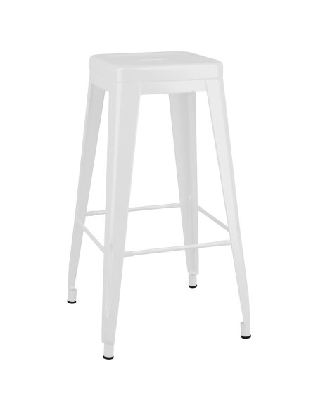 Ensemble Table mange debout Scandinave avec 6 tabourets - Noir et blanc - Bois et métal 