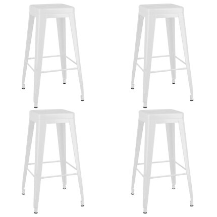 Ensemble Table mange debout Industriel avec 4 tabourets - Noir et blanc - Bois et métal 