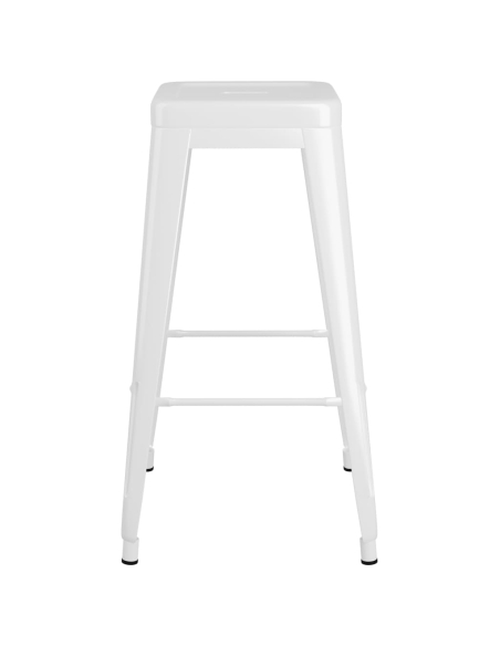 Ensemble Table mange debout Industriel avec 4 tabourets - Noir et blanc - Bois et métal 