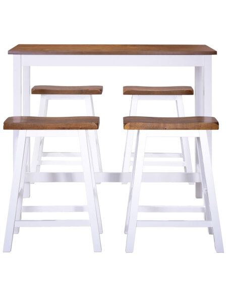 Ensemble Table mange debout Campagne avec 4 tabourets - Marron et blanc 