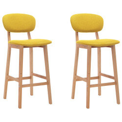 Tabourets de bar en lot de 2 en tissu Jaune
