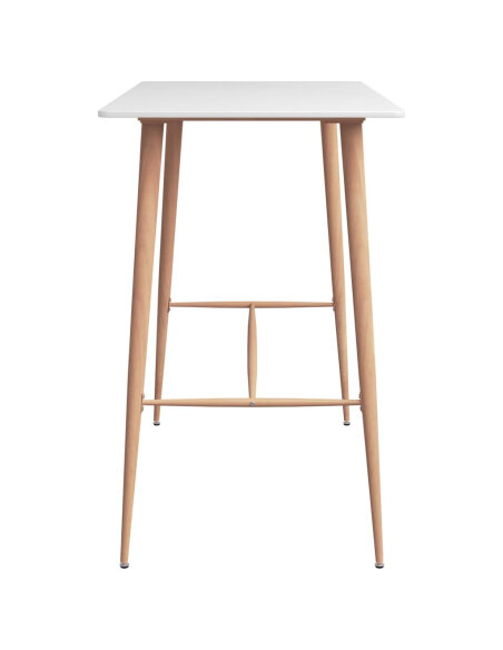Ensemble Table mange debout Scandinave avec 6 tabourets - Blanc et gris - Bois et métal  Ensemble Table mange debout Scandinave avec 6 tabourets - Blanc et gris - Bois et métal