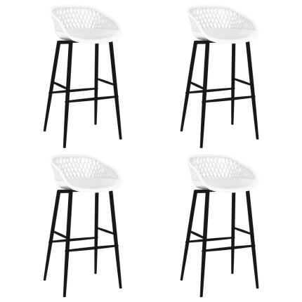 Ensemble Table mange debout Industriel avec 4 tabourets - Noir et blanc - Bois et métal