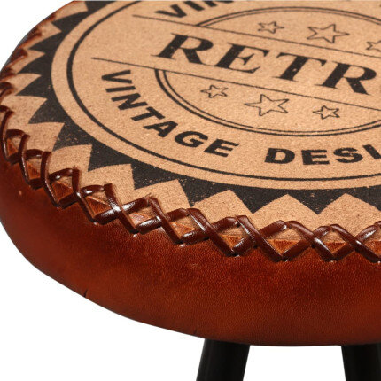 Tabourets de bar Industriel / Rétro - Vintage en lot de 2 en cuir véritable Brun  {attributes}