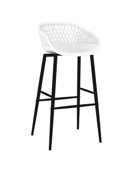 Ensemble Table mange debout Industriel avec 4 tabourets - Noir et blanc - Bois et métal 
