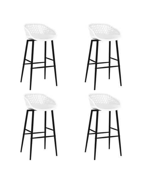 Ensemble Table mange debout Scandinave avec 4 tabourets - Blanc - Bois et métal 