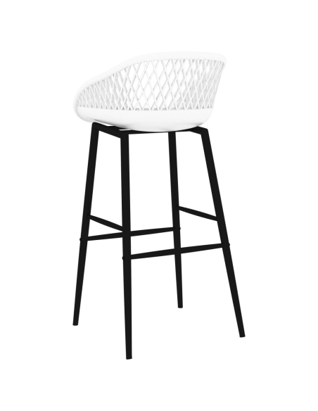 Ensemble Table mange debout Scandinave avec 4 tabourets - Blanc - Bois et métal 