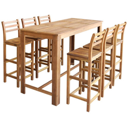 Ensemble Table mange debout Bohème avec 6 tabourets Bois massif d'acacia