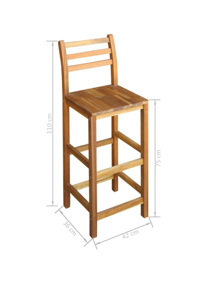 Ensemble Table mange debout Bohème avec 6 tabourets Bois massif d'acacia 