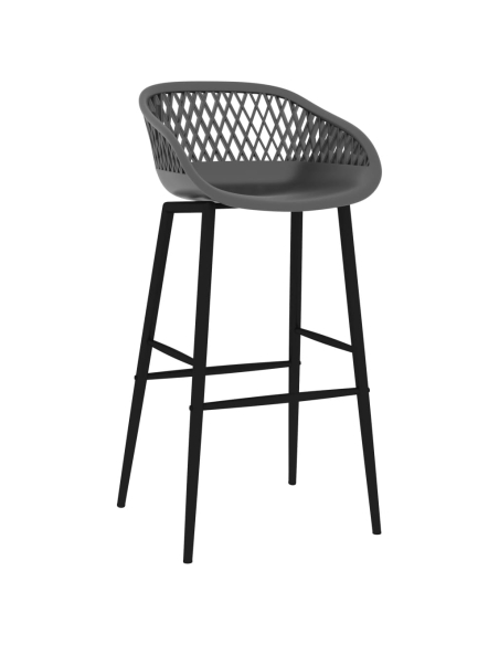 Ensemble Table mange debout Scandinave avec 4 tabourets - Blanc et gris - Bois et métal 