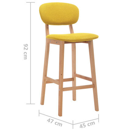 Tabourets de bar en lot de 2 en tissu Jaune