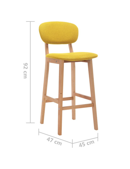 Tabourets de bar en lot de 2 en tissu Jaune  