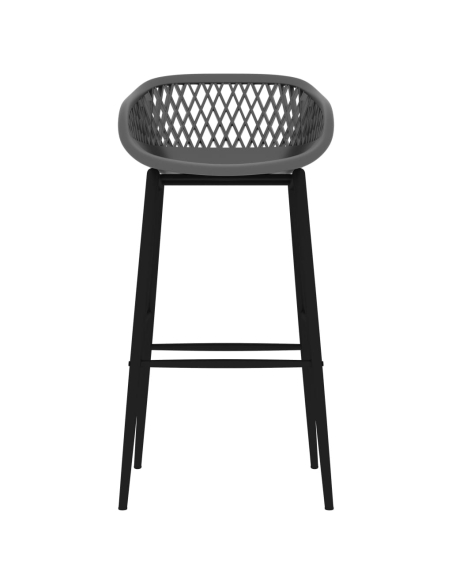 Ensemble Table mange debout Scandinave avec 4 tabourets - Blanc et gris - Bois et métal 