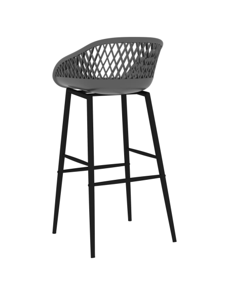 Ensemble Table mange debout Scandinave avec 4 tabourets - Blanc et gris - Bois et métal 