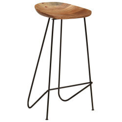 Tabourets de bar industriel en lot de 2 en bois massif d'acacia Brun  {attributes} 2