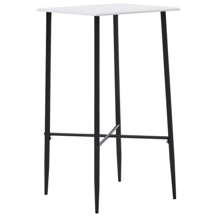 Ensemble Table mange debout Industriel avec 2 tabourets - Blanc - Bois et pied en métal 