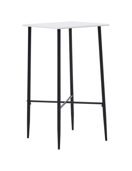 Ensemble Table mange debout Industriel avec 2 tabourets - Blanc - Bois et pied en métal 