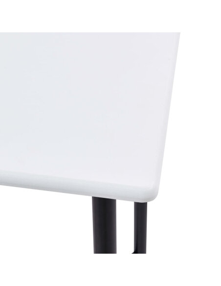 Ensemble Table mange debout Industriel avec 2 tabourets - Blanc - Bois et pied en métal 