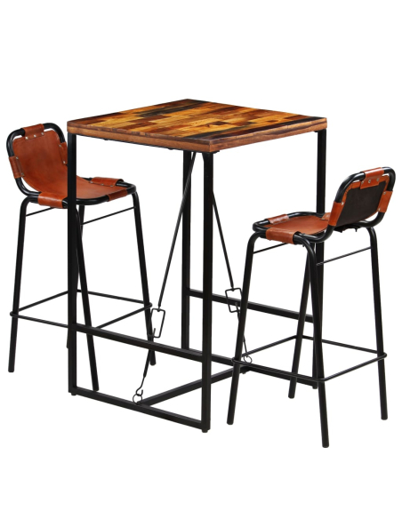 Ensemble Table mange debout Industriel avec 2 tabourets 
