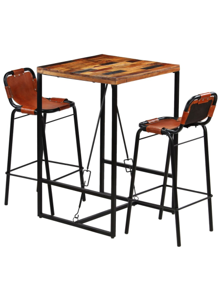 Ensemble Table mange debout Industriel avec 2 tabourets 