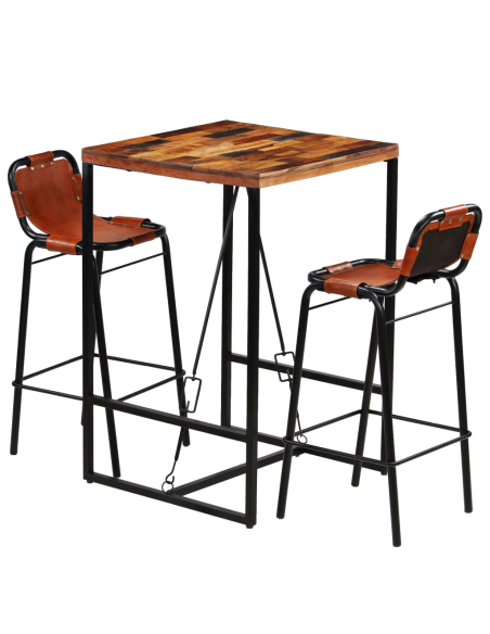 Ensemble Table mange debout Industriel avec 2 tabourets 