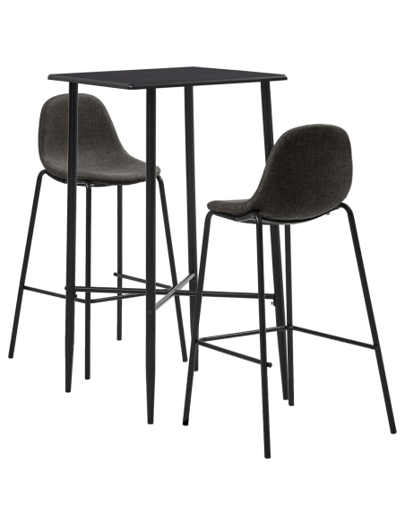 Ensemble Table mange debout Industriel avec 2 tabourets - Noir - Bois et pied en métal 