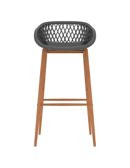 Ensemble Table mange debout Scandinave avec 4 tabourets - Noir et gris - Bois et métal 