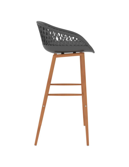 Ensemble Table mange debout Scandinave avec 4 tabourets - Noir et gris - Bois et métal 