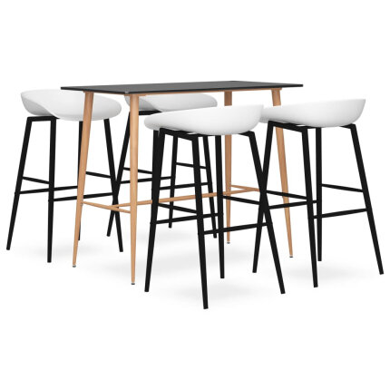 Ensemble Table mange debout Scandinave avec 4 tabourets - Noir et blanc - Bois et métal 