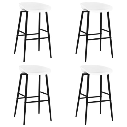 Ensemble Table mange debout Scandinave avec 4 tabourets - Noir et blanc - Bois et métal 