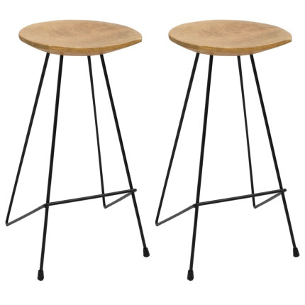 Ensemble Table mange debout Scandinave avec 2 tabourets - Noir - Métal et Bois 