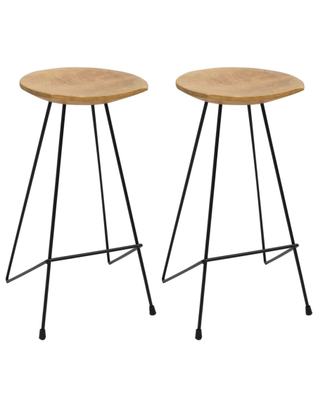 Ensemble Table mange debout Scandinave avec 2 tabourets - Noir - Métal et Bois 