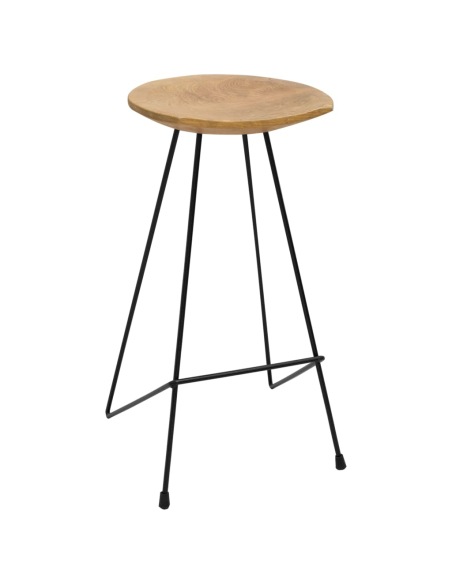 Ensemble Table mange debout Scandinave avec 2 tabourets - Noir - Métal et Bois 