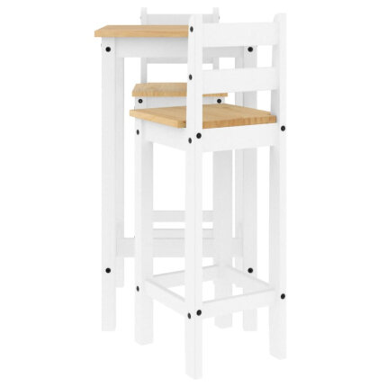 Ensemble Table mange debout Campagne avec 2 tabourets - Blanc - Bois massif de pin 