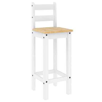 Ensemble Table mange debout Campagne avec 2 tabourets - Blanc - Bois massif de pin 