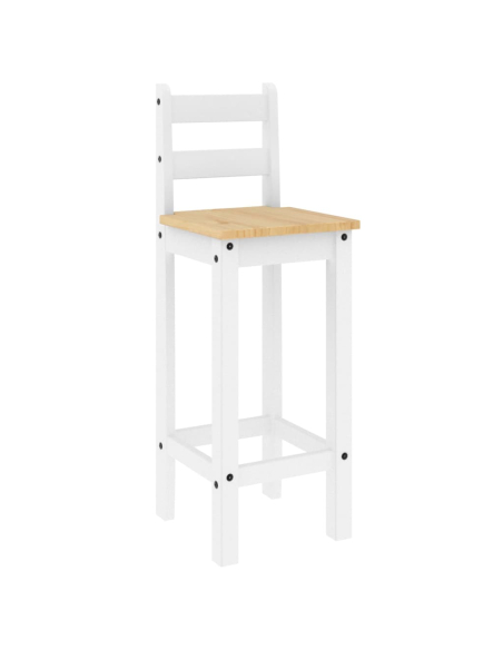 Ensemble Table mange debout Campagne avec 2 tabourets - Blanc - Bois massif de pin 
