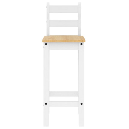 Ensemble Table mange debout Campagne avec 2 tabourets - Blanc - Bois massif de pin 