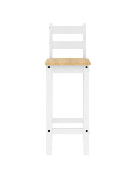Ensemble Table mange debout Campagne avec 2 tabourets - Blanc - Bois massif de pin 