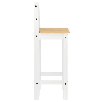 Ensemble Table mange debout Campagne avec 2 tabourets - Blanc - Bois massif de pin 