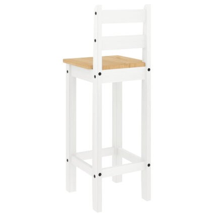 Ensemble Table mange debout Campagne avec 2 tabourets - Blanc - Bois massif de pin 