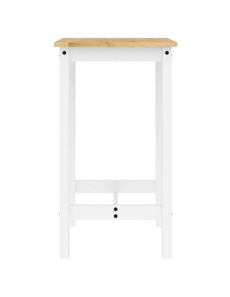 Ensemble Table mange debout Campagne avec 2 tabourets - Blanc - Bois massif de pin 