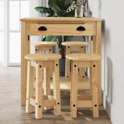 Ensemble Table mange debout Campagne avec 4 tabourets Bois massif de pin  2