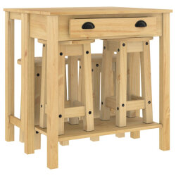 Ensemble Table mange debout Campagne avec 4 tabourets Bois massif de pin