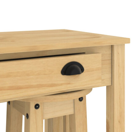 Ensemble Table mange debout Campagne avec 4 tabourets Bois massif de pin 
