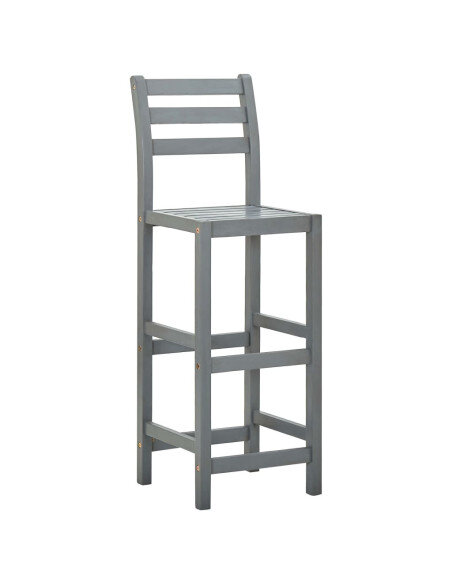 Tabourets de bar campagne / chic en lot de 2 en bois massif d'acacia Gris  {attributes}