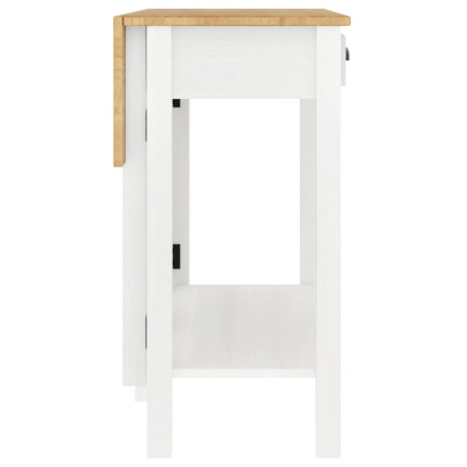 Ensemble Table mange debout Campagne avec 4 tabourets - Blanc - Bois massif de pin 